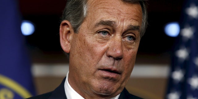 July 9, 2015: US House Speaker John Boehner, R-Ohio, speaks about an Iran nuclear deal during his weekly press briefing on Capitol Hill in Washington. (Reuters)