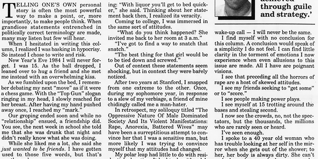 A portion of Cory Booker's 1992 column.