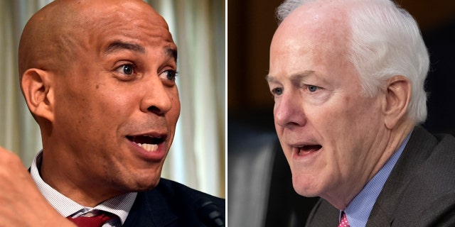 U.S. Sen. Cory Booker, D-N.J., left, has been guilty of using "superheated rhetoric," according to U.S. Sen. John Cornyn, R-Texas.