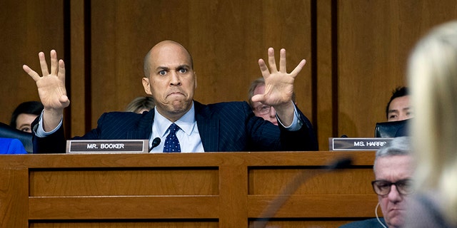Sen. Cory Booker D-N.J., questions Homeland Security Secretary Kirstjen Nielsen during a hearing before the Senate Judiciary Committee on Capitol Hill, Tuesday, Jan. 16, 2018, in Washington.