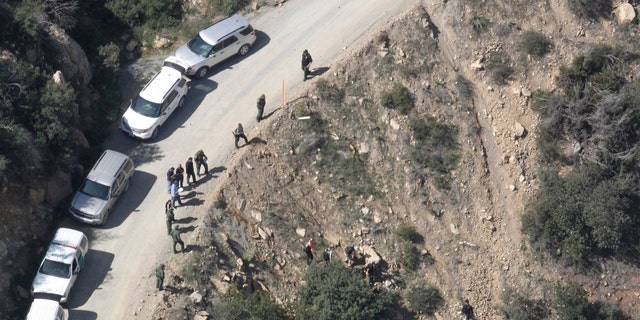 This aerial photo shows the scene of a shooting by a U.S. Border Patrol agent near San Diego on Tuesday, Feb. 18, 2014.
