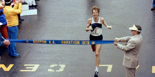 April 16, 1979. Bill Rodgers wins the Boston Marathon. It was the third of his four victories in the race.