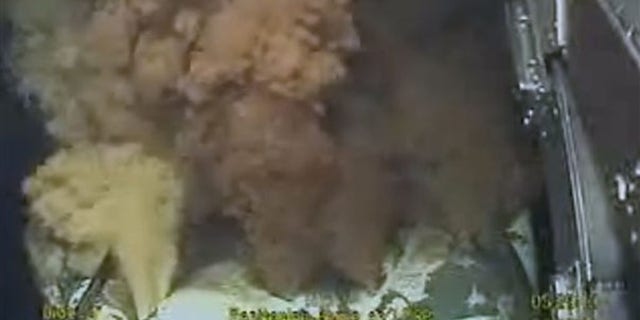 This May 27 image made from video released by BP shows equipment being used to try and plug a gushing oil well in the Gulf of Mexico. (AP Photo)
