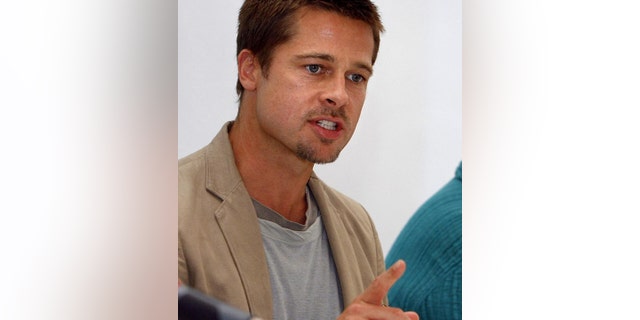 Brad Pitt speaks at a news conference in New Orleans in 2005.