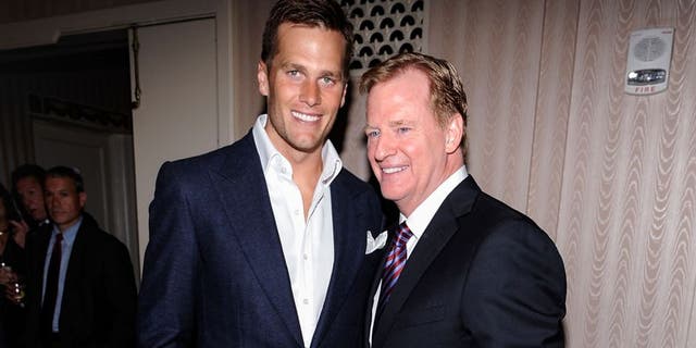NEW YORK, NY - JUNE 13: New England Patriots Quarterback Tom Brady (L) and NFL Commissioner Roger Goodell attend the 2013 Carnegie Hall Medal of Excellence Gala at the Waldorf Astoria on June 13, 2013 in New York City. (Photo by Matthew Eisman/WireImage)