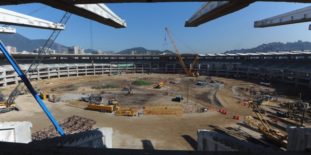 RIO DE JANEIRO, BRAZIL - JULY 27: Building work continues at the Maracana Stadium ahead of the Preliminary Draw of the 2014 FIFA World Cup on July 27, 2011 in Rio de Janeiro, Brazil. (Photo by Michael Regan/Getty Images)