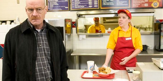 Bryan Cranston as Walter White at the fictional restaurant "Los Pollos Hermanos" in a scene from season 2 of the AMC series "Breaking Bad."