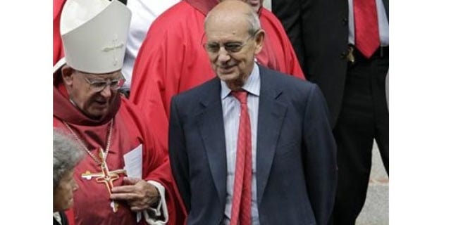 FILE: Supreme Court Justice Stephen Breyer leaves St. Matthew the Apostle's Cathedral on Oct. 3 following a Red Mass, a special Mass celebrated annually before the opening session of the Supreme Court, in Washington.