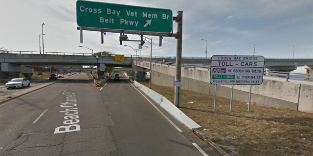 The entrance to the Cross Bay Bridge