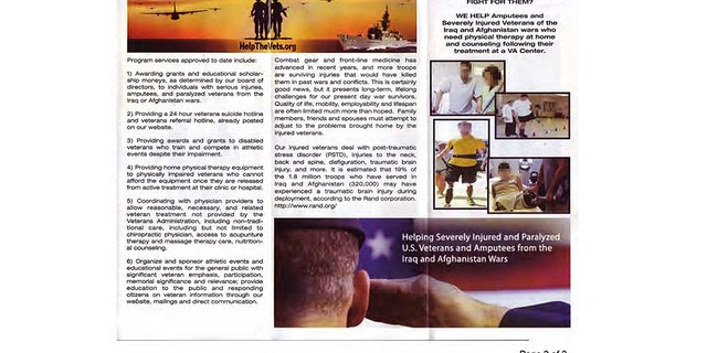 Help the Vets hit up donors with shameless solicitations exploiting the misfortune of veterans who lost a limb in combat.