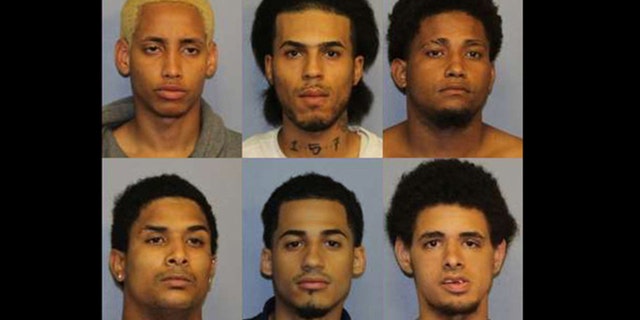 Clockwise from top left: Manuel Rivera, Jose Taverez, Santiago Rodriguez, Jose Muniz, Danel Fernandez, Joniki Martinez, who are all facing charges in the killing of Lesandro Guzman-Feliz.
