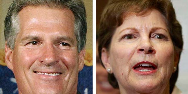 These 2014 file photos show Republican candidate for U.S. Senate Scott Brown, left, and incumbent Democrat U.S. Sen. Jeanne Shaheen, right, in Concord, N.H.