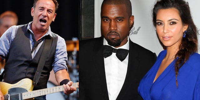 Bruce Springsteen and Kanye West, who dates Kim Kardashian, are likely performers. They'll appear together next on Monday at an Obama rally.