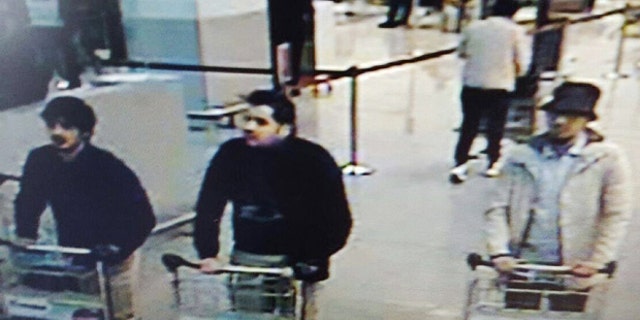 Belgian officials released a CCTV image Tuesday showing three men believed to be involved in the Brussels terror attack at the Zaventem Airport.