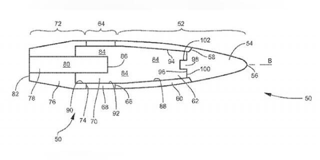 The image above accompanies U.S. Patent 9,121,679 B1, "Limited Range Projectile," (USPTO).