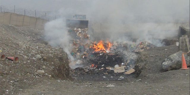 A burn pit at Shindand Air Base in Afghanistan.