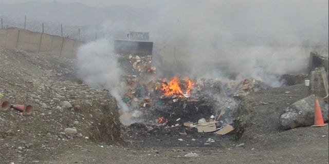 A burn pit at Shindand Air Base in Afghanistan.