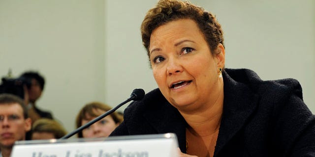 FILE: September 22, 2011: Environmental Protection Agency Administrator Lisa Jackson testifies at a Capitol Hill hearing in Washington.