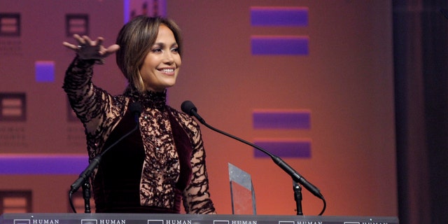 Jennifer Lopez at the HRC National Dinner at Washington Convention Center on October 5, 2013 in Washington, DC.
