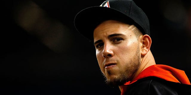 MIAMI, FL - AUGUST 03: Jose Fernandez #16 of the Miami Marlins looks on during a game against the New York Mets at Marlins Park on August 3, 2015 in Miami, Florida. (Photo by Mike Ehrmann/Getty Images)