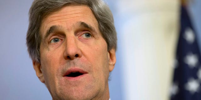 FILE: Feb. 14, 2013: Secretary of State John Kerry speaks at the State Department in Washington, D.C.