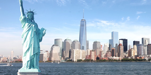 Empire State Building, World Trade Center, Statue of Liberty in New York City