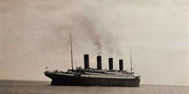 The RMS Titanic in what is thought to be the last known image of the ship as she sets sail from Queenstown for New York.