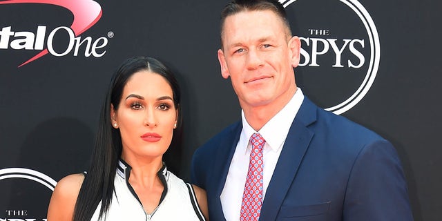 WWE wrestler John Cena with ex-fiancée Nikki Bella arrive for the 2017 ESPYS at Microsoft Theater in Los Angeles.