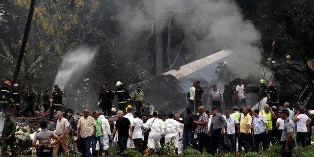 The site of where a Boeing 737 plummeted into a field with more than 100 passengers on board in Havana, Cuba on Friday.