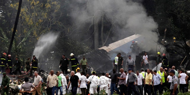 The site of where a Boeing 737 plummeted into a field with more than 100 passengers on board in Havana, Cuba on Friday.