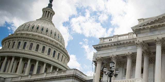Democratic senators held a news conference outside the Capitol Building on June 27, 2017 against Republican Senate health care bill.