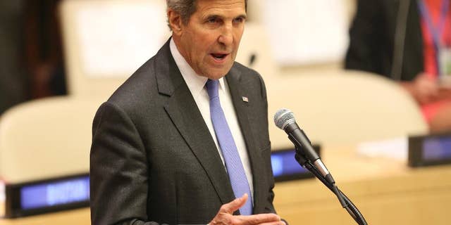 United States Secretary of State John Kerry speaks during the Summit for Refugees and Migrants at U.N. headquarters, Monday, Sept. 19, 2016. (AP Photo/Seth Wenig)