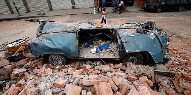 Damage from the powerful magnitude 8.1 earthquake that struck Mexico on September 7, 2017.