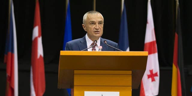 FILE - In this Monday, May 30, 2016 file photo, Albania's Parliament Speaker Ilir Meta speaks at the NATO Parliamentary Assembly Spring session in Tirana. The speaker of the Albanian Parliament is expected to be elected as the country’s new president Friday, April 28, 2017 in a parliamentary vote. Speaker Ilir Meta’s nomination has been formally supported by the main left-wing governing Socialist Party of Prime Minister Edi Rama. (AP Photo/Hektor Pustina, file)