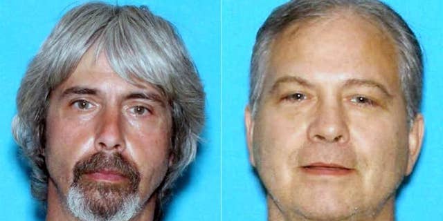 These undated booking photos provided by the Snohomish County Sheriff Office shows Tony Reed, left and John Reed. Authorities are searching for the two brothers who were involved in a property dispute with a missing Washington state couple. Neighbors reported Patrick Shunn and his wife, Monique Patenaude, of Arlington missing on Tuesday when their livestock was left unattended, and detectives in Snohomish County now believe they were killed. (Snohomish County Sheriff Office via AP )