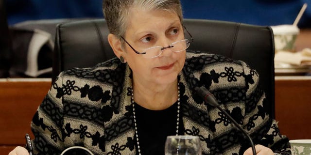 FILE 2017: University of California President Janet Napolitano attends a UC Board of Regents meeting, in San Francisco.