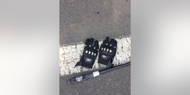 Police confiscated items such as gloves and a bat before allowing demonstrators to rally in Portland Sunday.