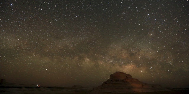 The Milky Way is seen in the night sky in the White Desert north of the Farafra Oasis near Cairo, Egypt. (Reuters)