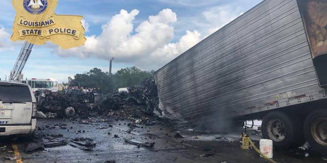 The 18-wheeler was "unable to stop" and started a chain reaction crash with nine other vehicles, according to police.