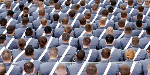 FILE 2014: Members of the graduating class listen to proceedings during  commencement ceremony at the United States Military Academy at West Point.