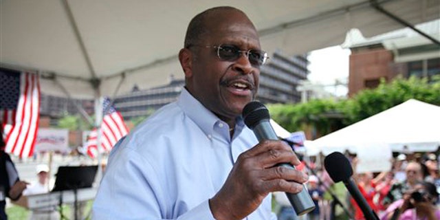 FILE: Republican presidential candidate Herman Cain speaks during a Tea Party rally in Philadelphia.