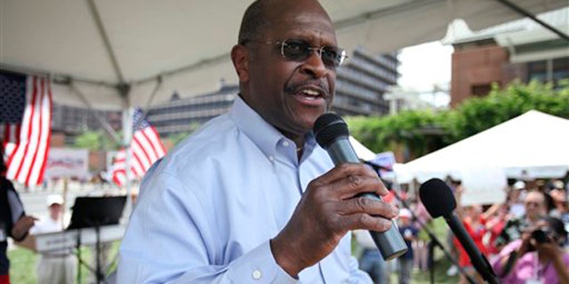 FILE: Republican presidential candidate Herman Cain speaks during a Tea Party rally in Philadelphia.