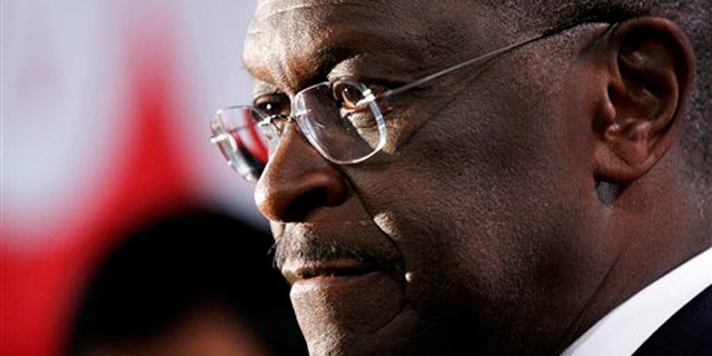 Oct. 18, 2011: Republican presidential candidate Herman Cain speaks with the media following a Republican presidential debate in Las Vegas.