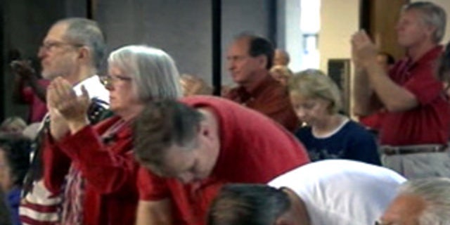 a Hillsborough County School Board meeting in Florida on Tuesday where a group was protesting the presence of an Islamic organization in public schools.