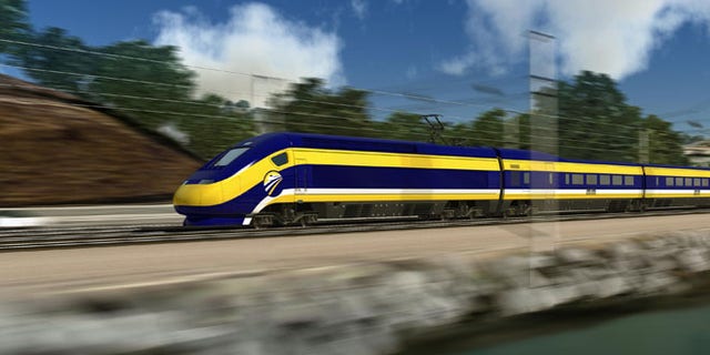 FILE: Feb. 13, 2013: A computer render of California's proposed high-speed train.