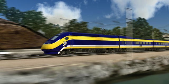 FILE: Feb. 13, 2013: A computer render of California's proposed high-speed train.