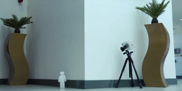 The reflections of the laser beam are captured by the camera and translated into the position of the object that, although hidden from the direct line of sight, produces return-echo waves of light that reveal not only its position but also its
