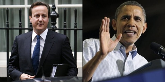 Shown here are British Prime Minister David Cameron, left, and President Obama. (AP Photos)