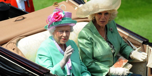 Right to left: Camilla, Duchess of Cornwall, with her mother-in-law, Queen Elizabeth II.
