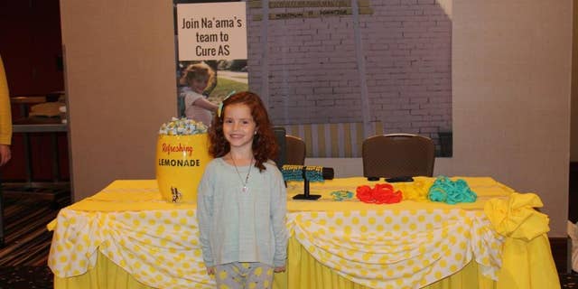Na'ama Uzan, 6, started a lemonade stand outside her family's home in 2014 to raise funds to help research Angelman syndrome, which her brother suffers from.